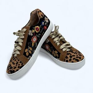 Johnny Was Women’s Size 7 Olivia Leopard Suede & Genuine Calf Hair Sneakers